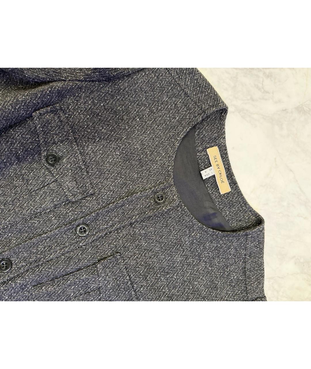 SEE BY CHLOE Серое шерстяное повседневное платье, фото 7