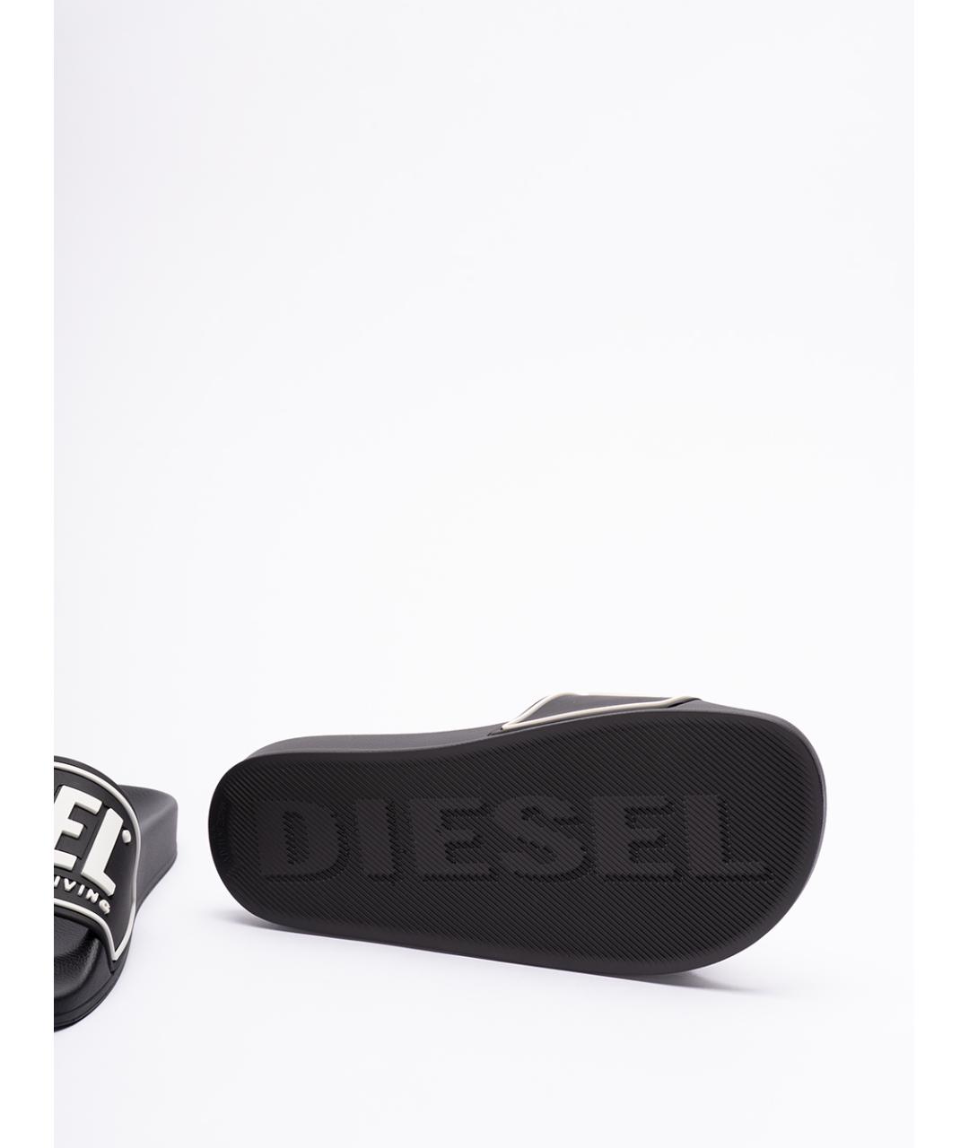 DIESEL Черные резиновые шлепанцы, фото 3