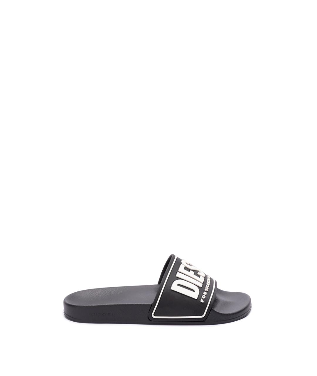 DIESEL Черные резиновые шлепанцы, фото 1