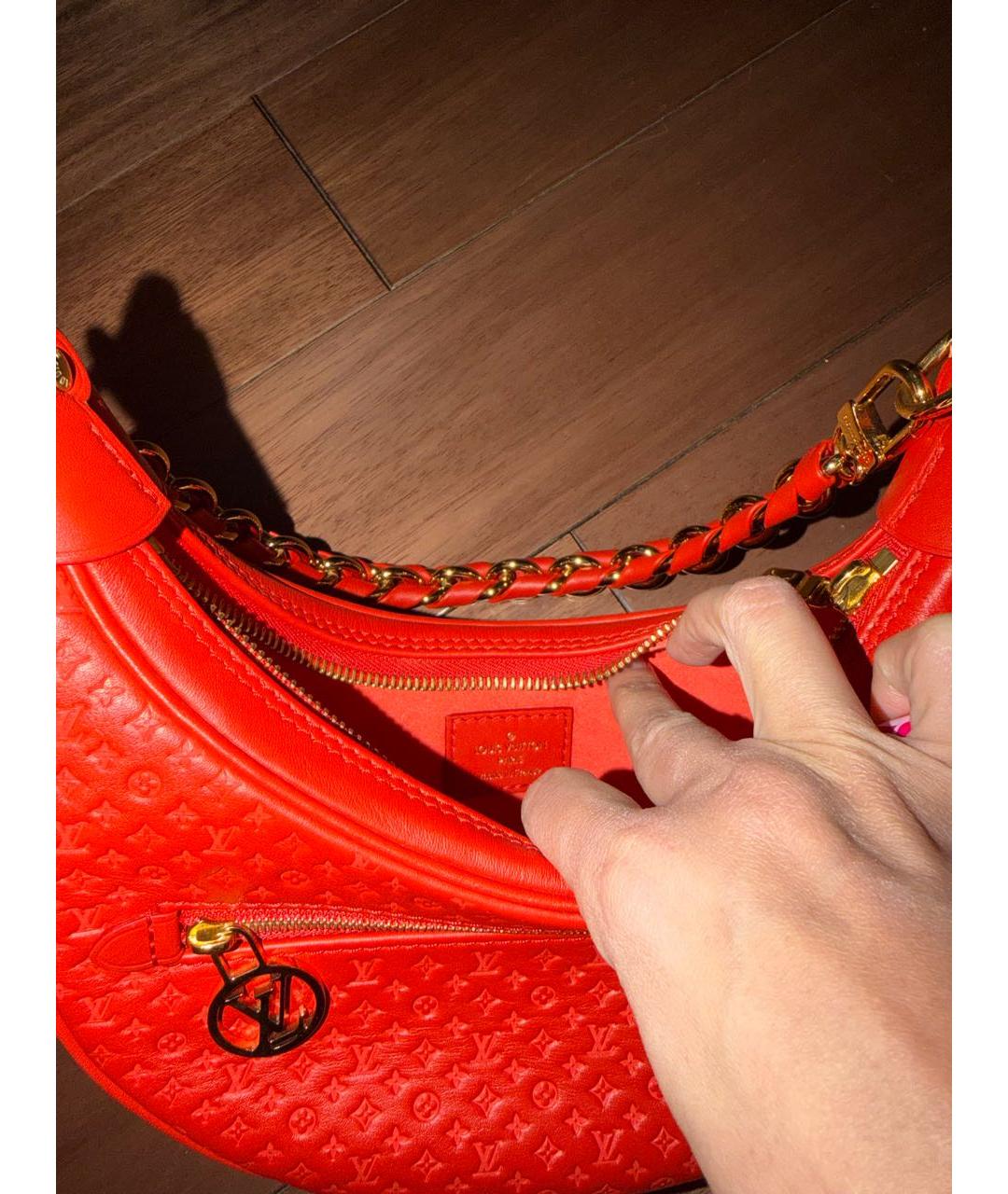 LOUIS VUITTON Красная кожаная сумка с короткими ручками, фото 5