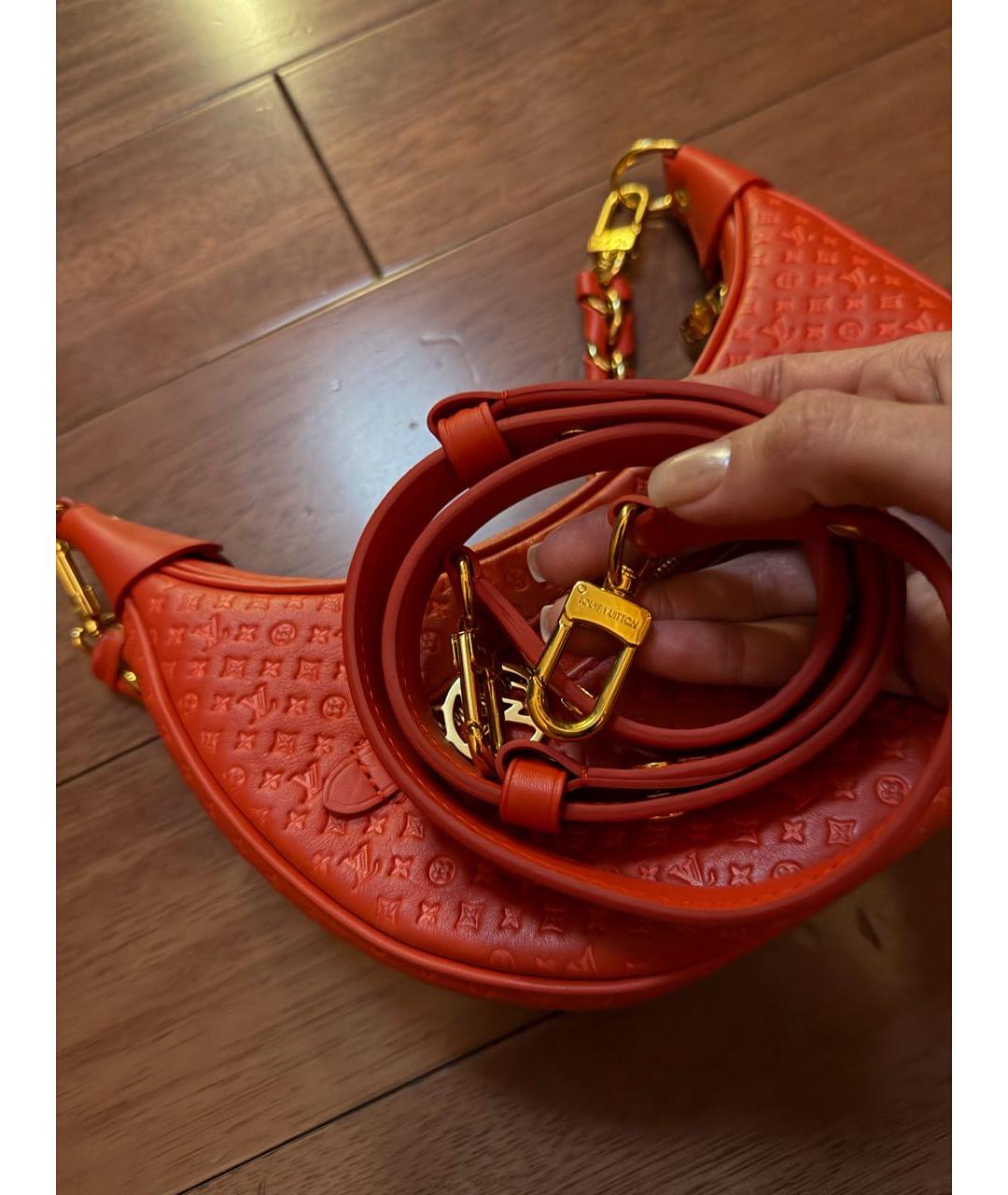 LOUIS VUITTON Красная кожаная сумка с короткими ручками, фото 3