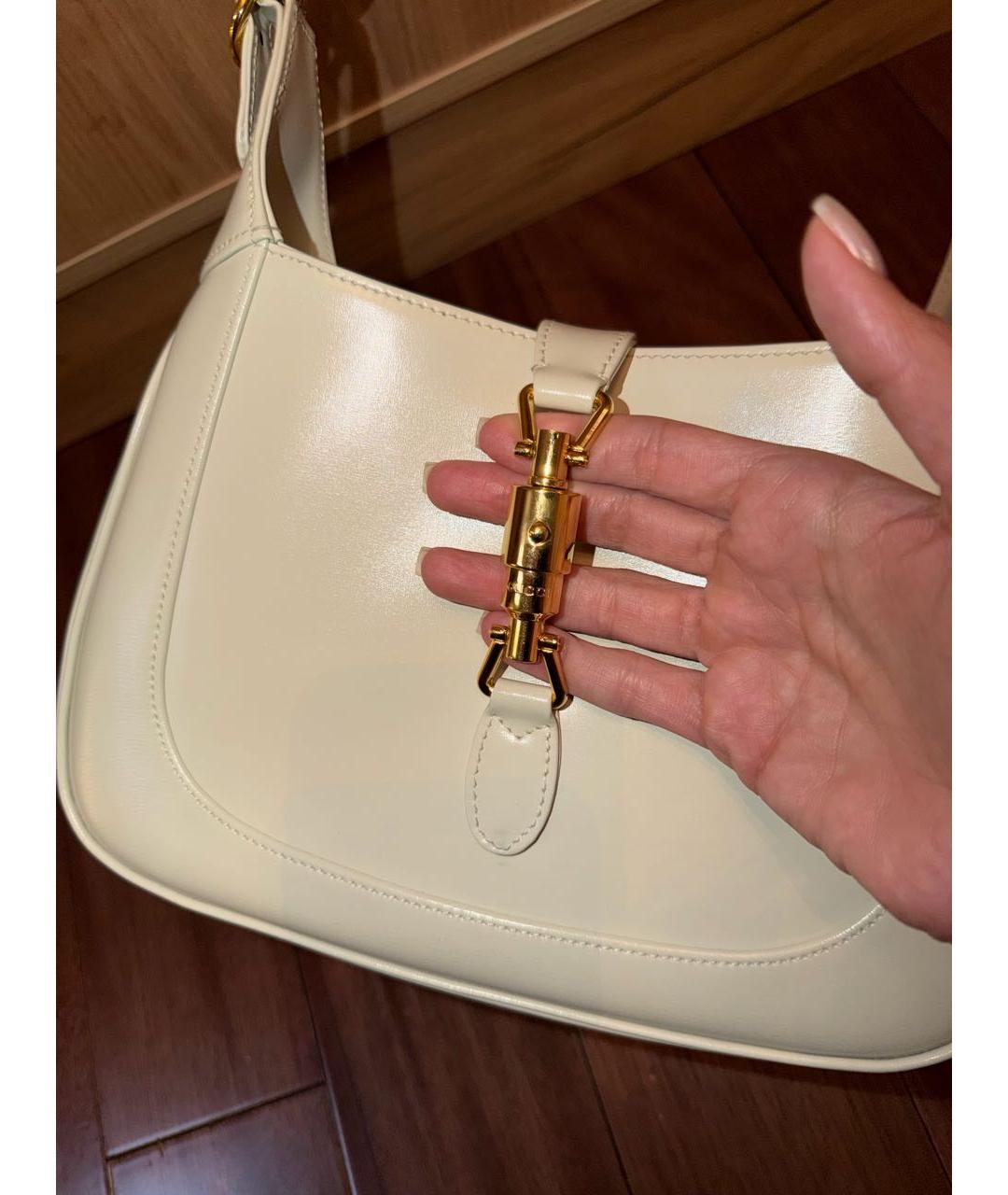 GUCCI Белая кожаная сумка с короткими ручками, фото 2
