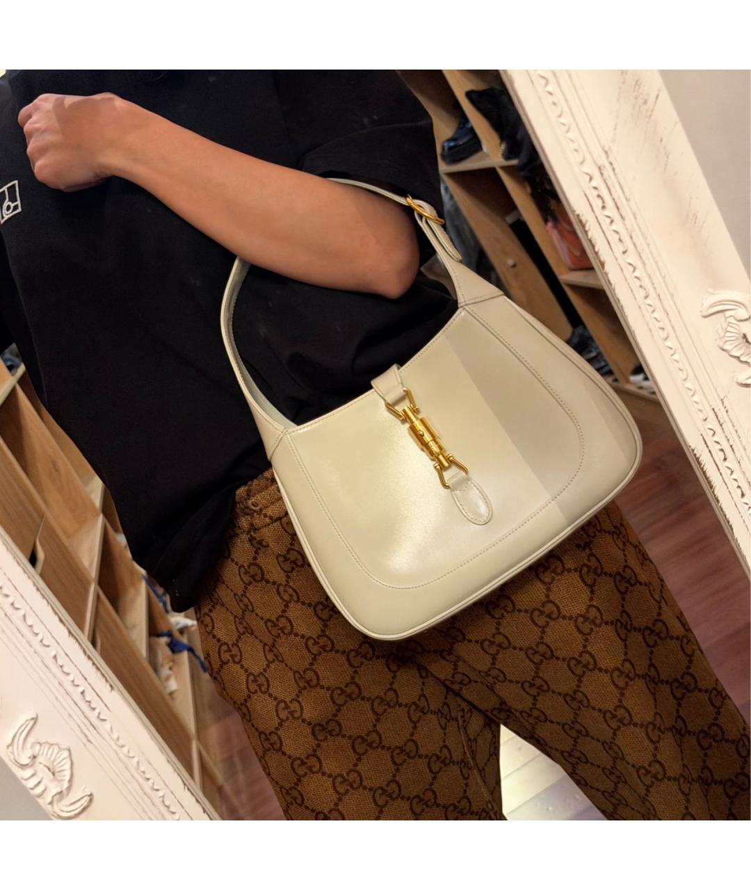 GUCCI Белая кожаная сумка с короткими ручками, фото 3