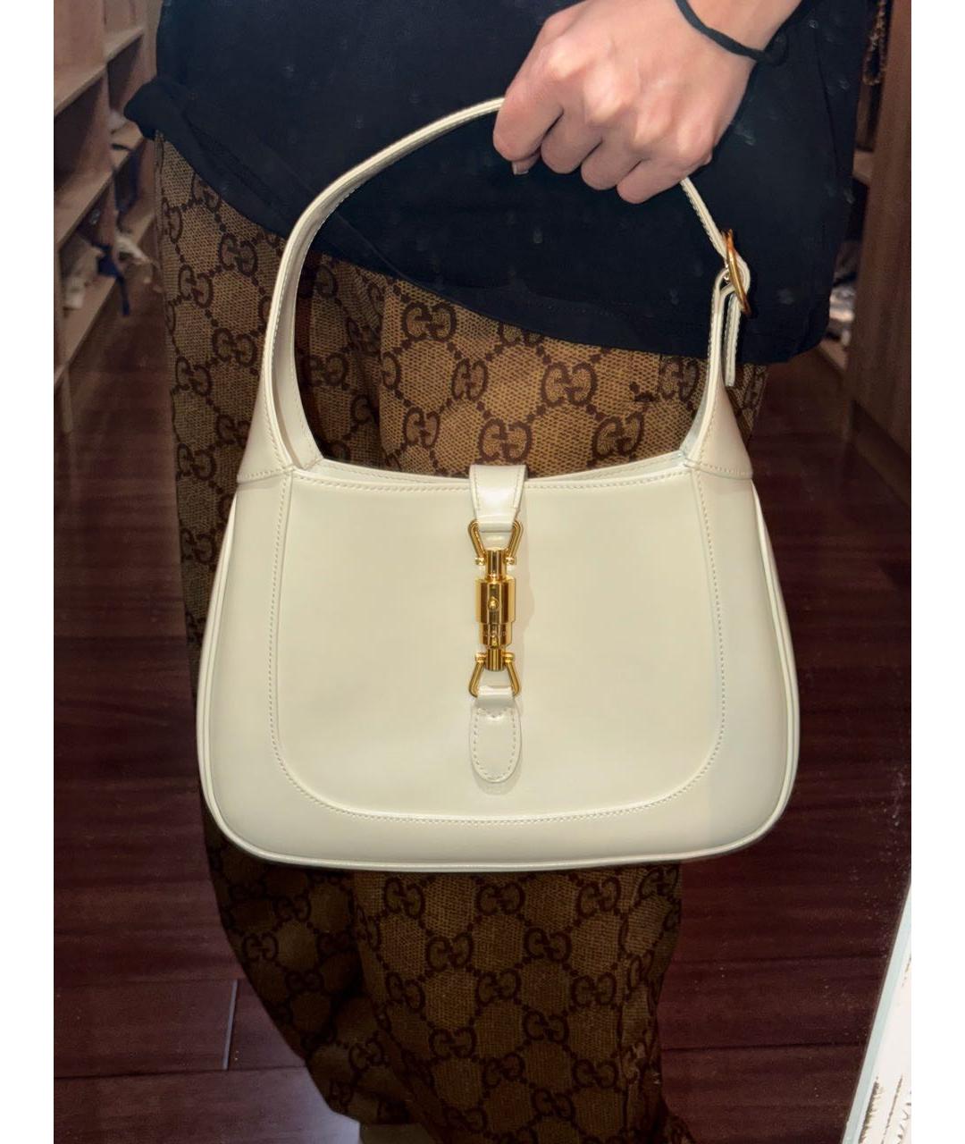 GUCCI Белая кожаная сумка с короткими ручками, фото 5