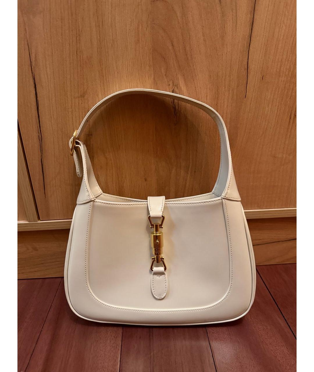 GUCCI Белая кожаная сумка с короткими ручками, фото 6