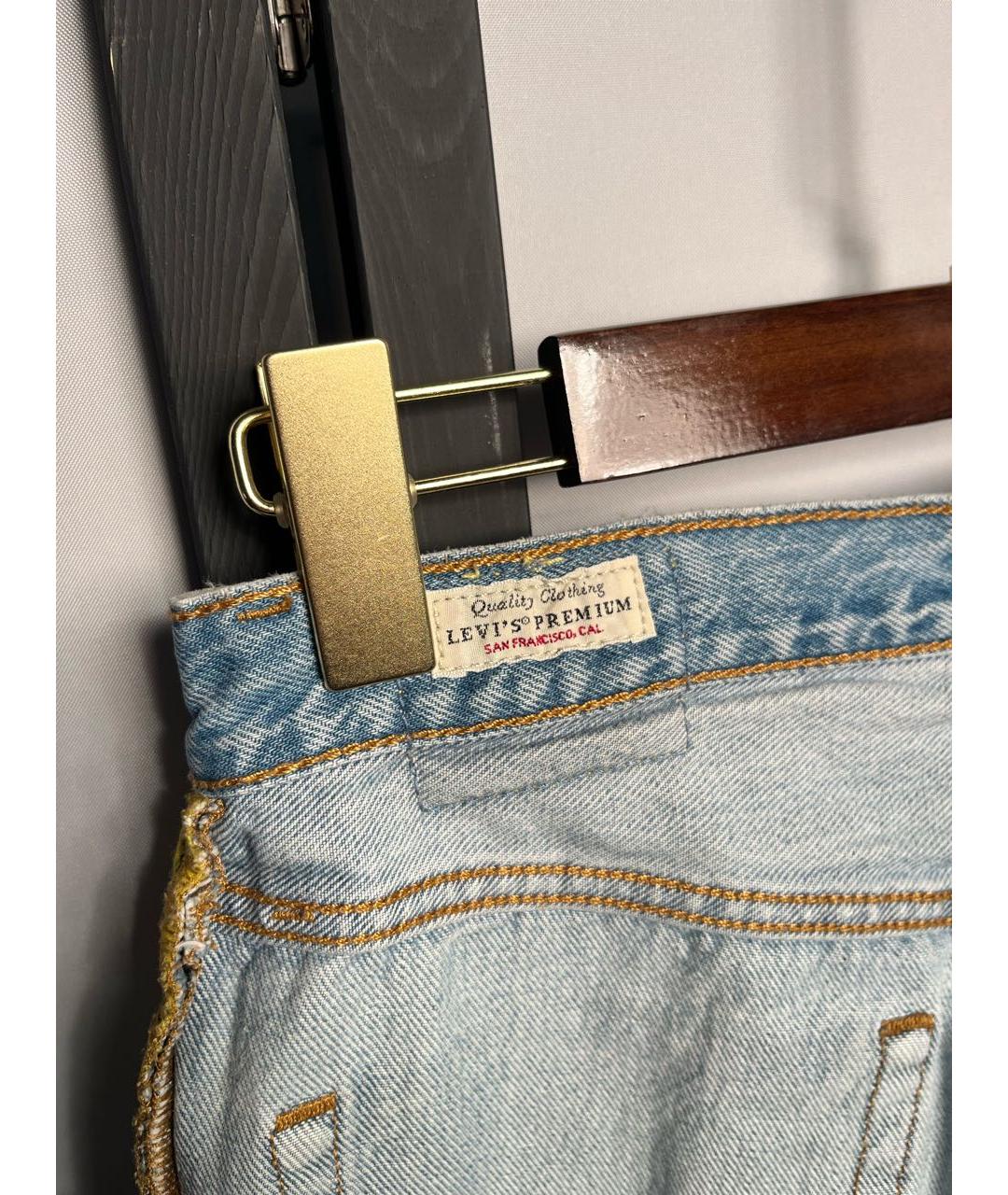 LEVI'S Голубые хлопковые прямые джинсы, фото 6