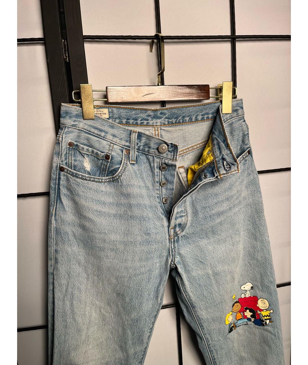 LEVI'S Голубые хлопковые прямые джинсы, фото 4