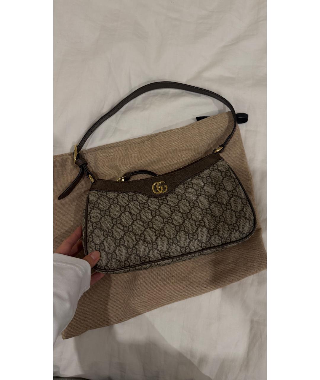 GUCCI Коричневая кожаная сумка через плечо, фото 4