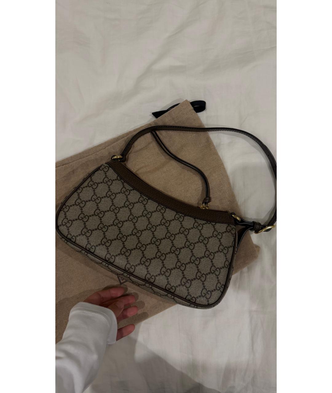 GUCCI Коричневая кожаная сумка через плечо, фото 3