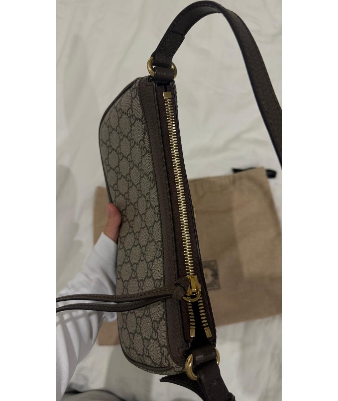 GUCCI Коричневая кожаная сумка через плечо, фото 2