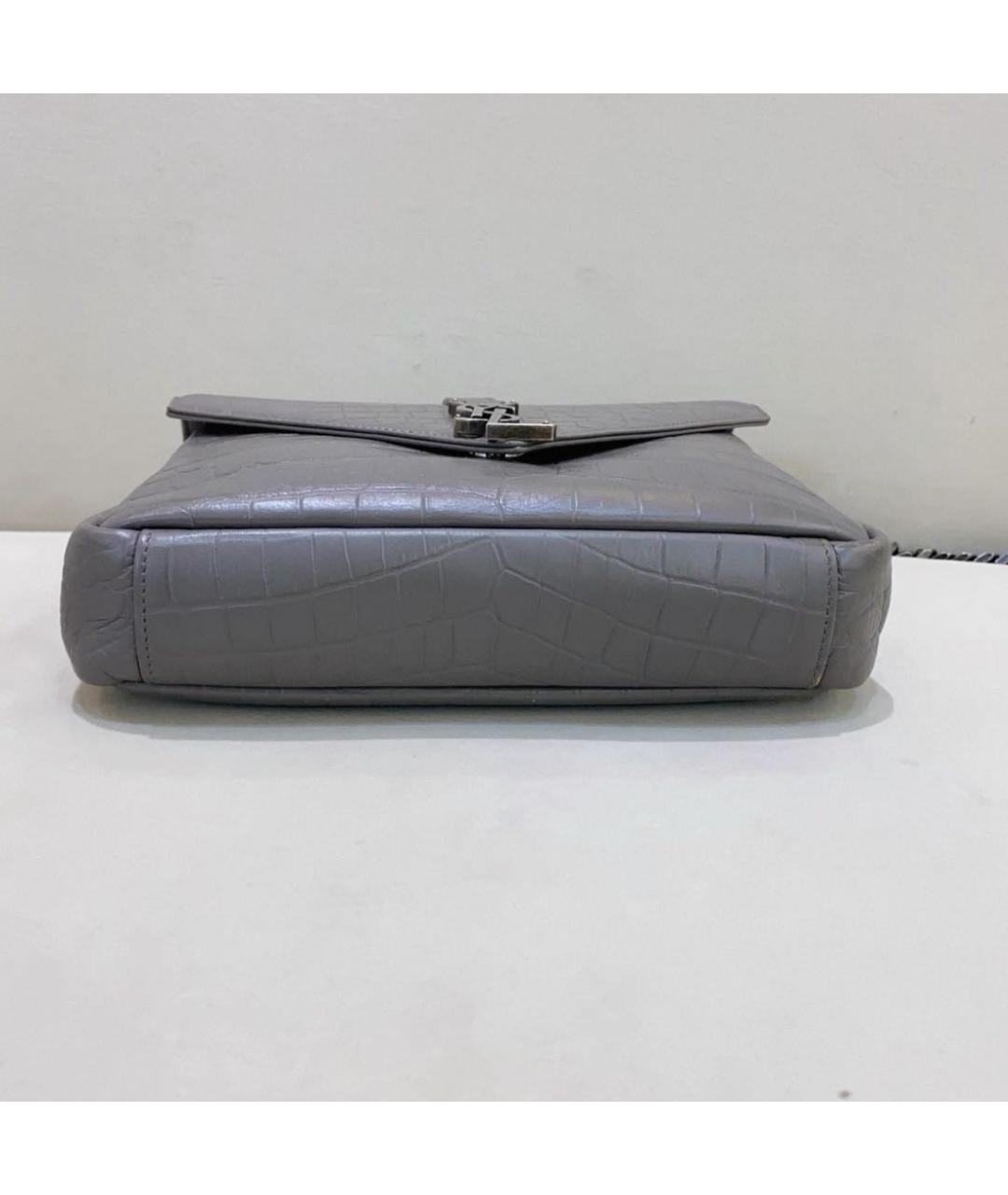 SAINT LAURENT Серая кожаная сумка через плечо, фото 3