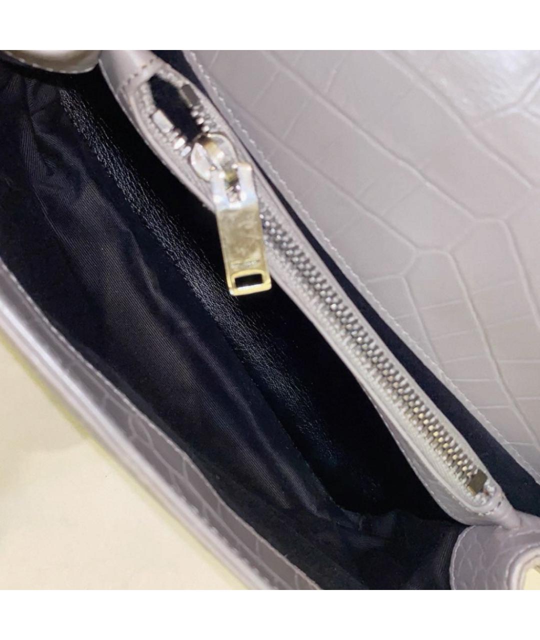 SAINT LAURENT Серая кожаная сумка через плечо, фото 4