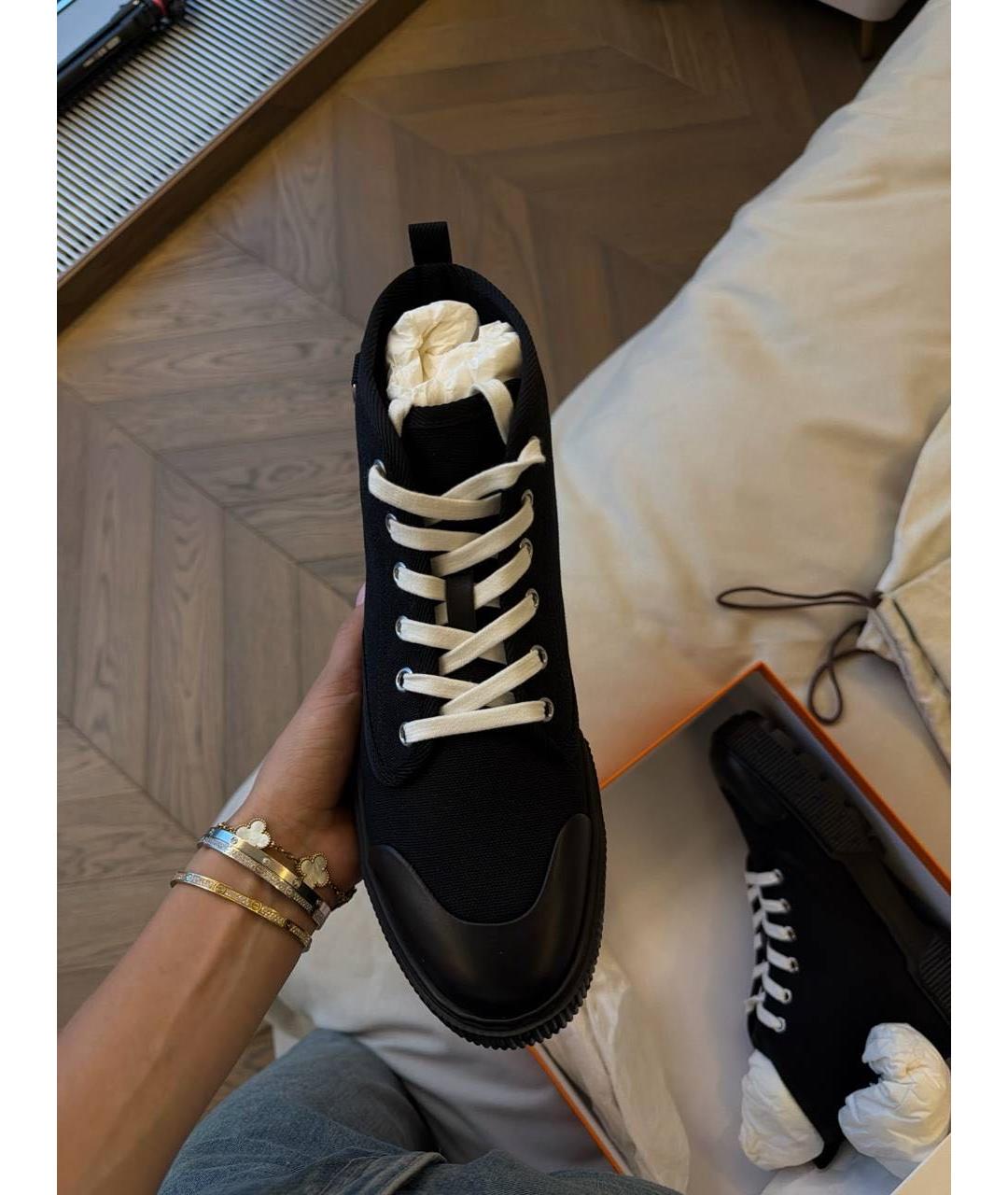 HERMES Черные текстильные высокие ботинки, фото 3