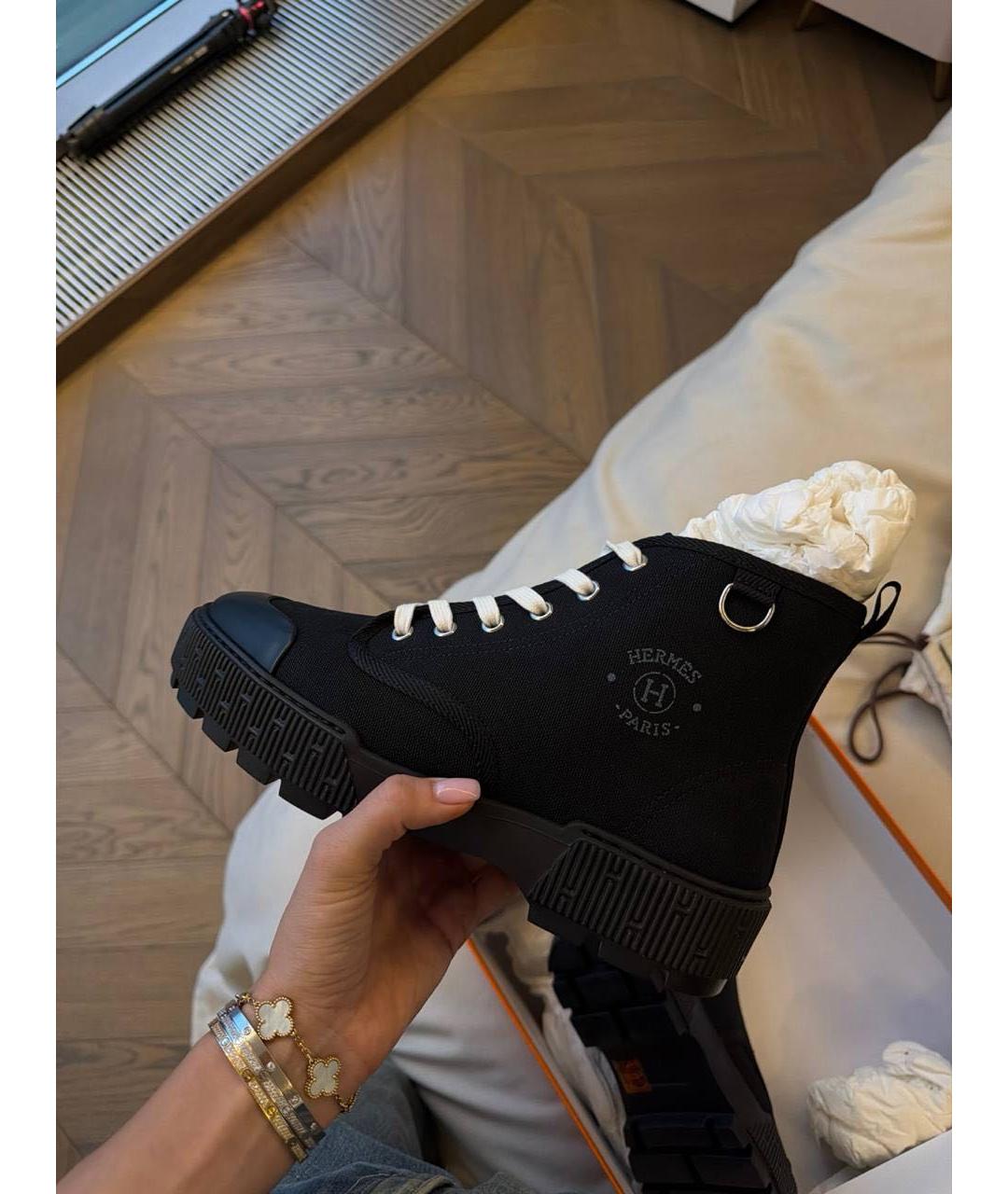 HERMES Черные текстильные высокие ботинки, фото 8