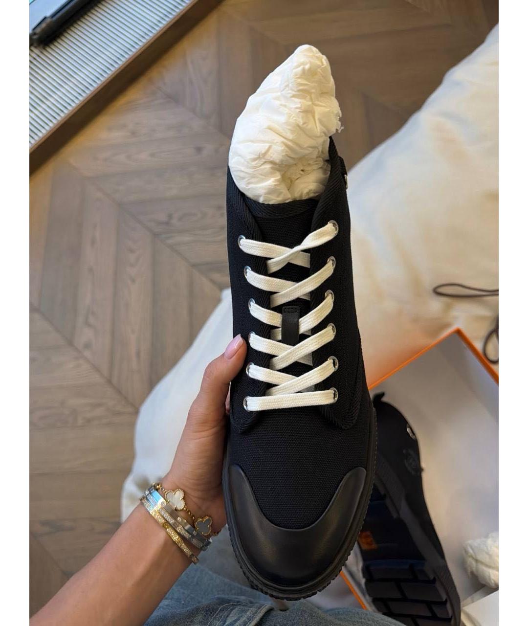 HERMES Черные текстильные высокие ботинки, фото 5