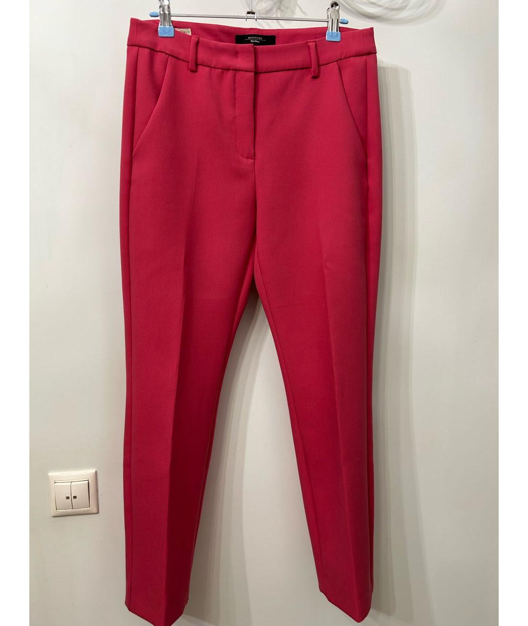 WEEKEND MAX MARA Розовые вискозные прямые брюки, фото 5