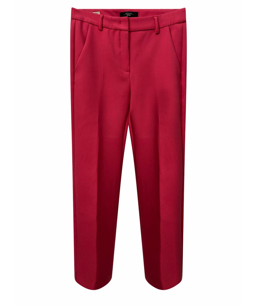 WEEKEND MAX MARA Розовые вискозные прямые брюки, фото 1