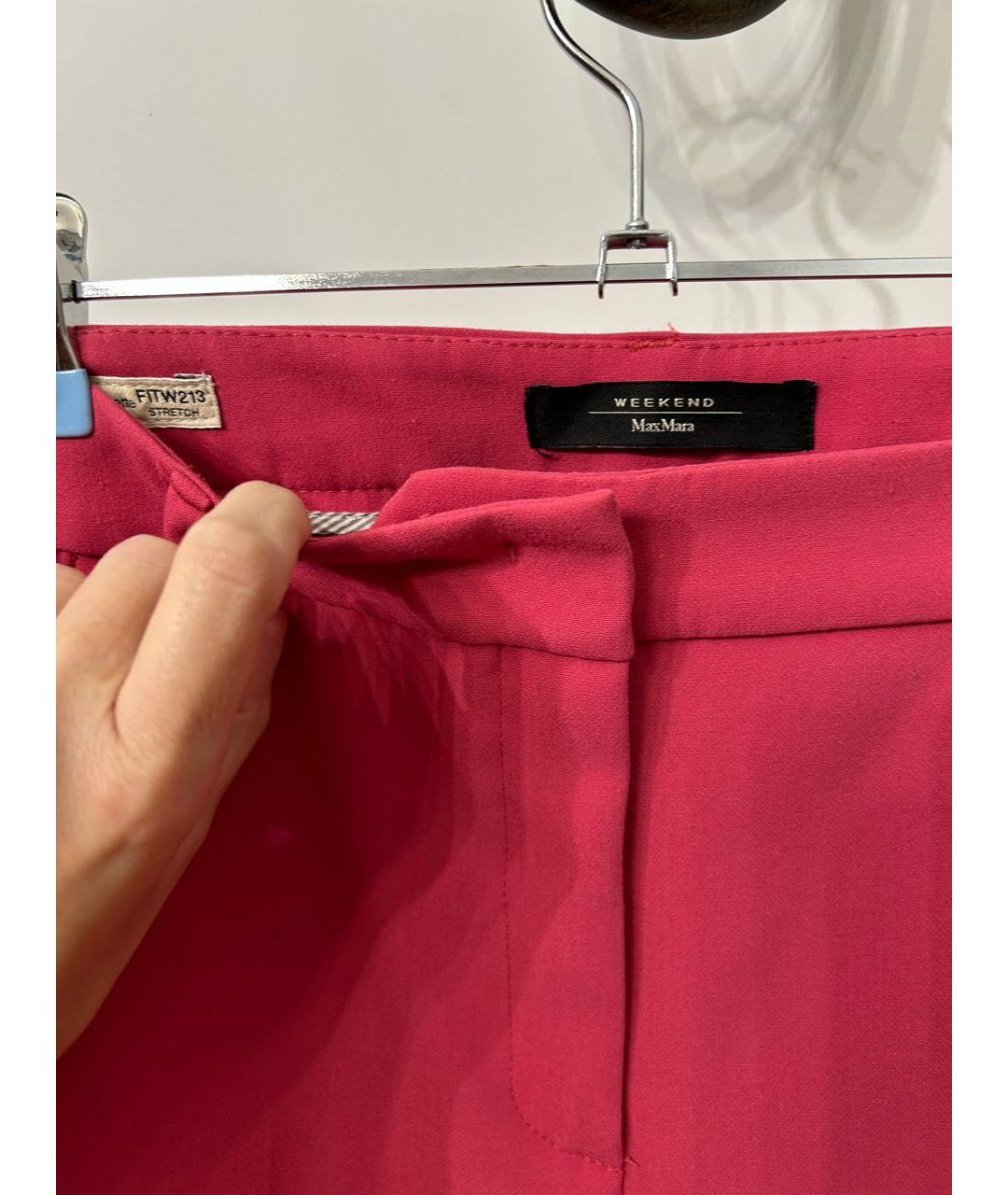 WEEKEND MAX MARA Розовые вискозные прямые брюки, фото 3