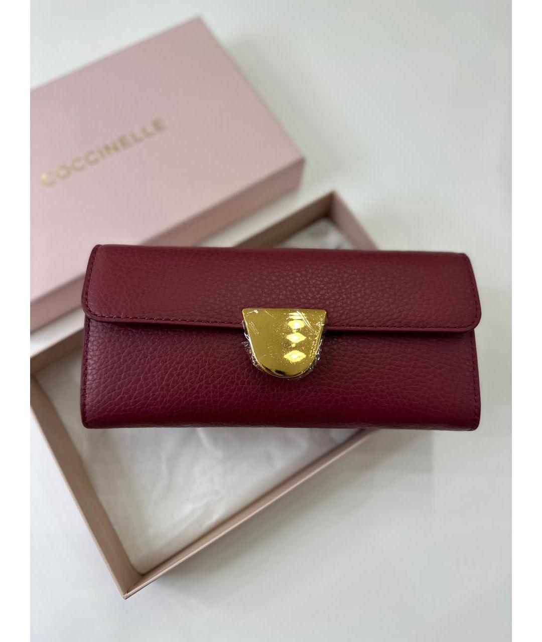 COCCINELLE Бордовый кожаный кошелек, фото 2