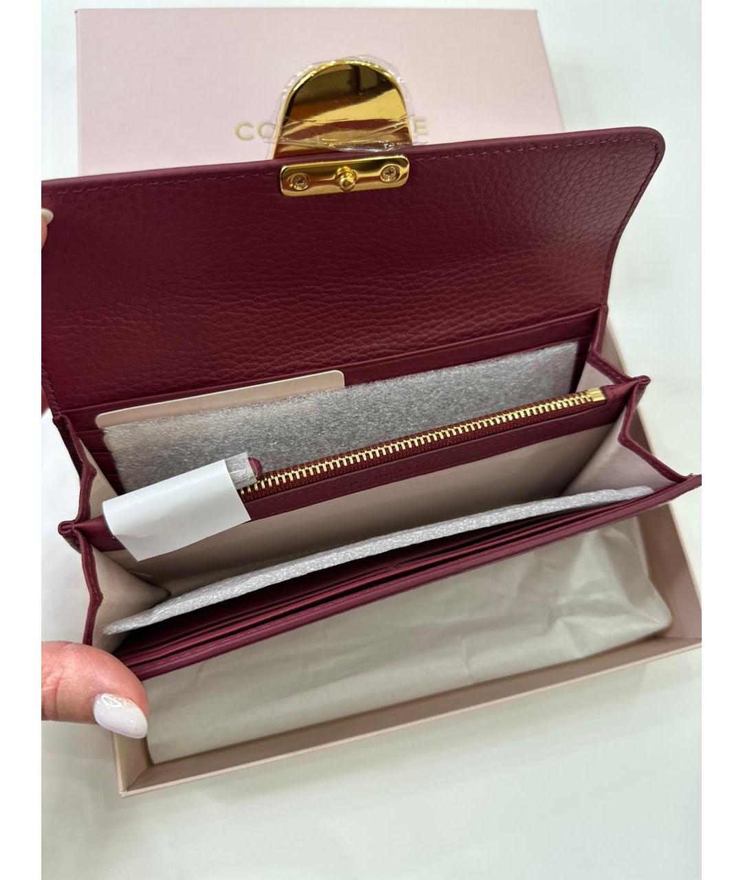 COCCINELLE Бордовый кожаный кошелек, фото 5