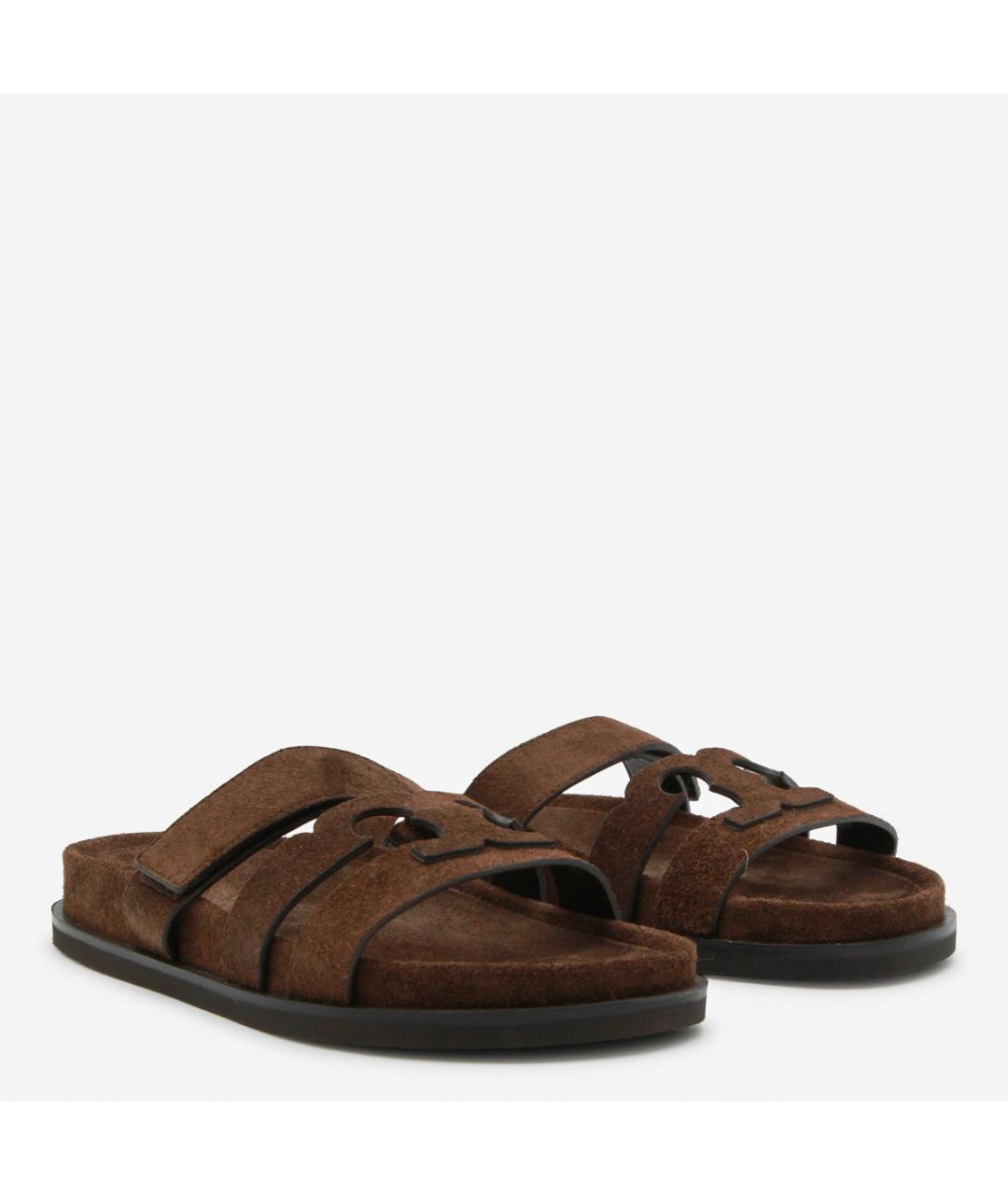 TORY BURCH Коричневые замшевые сандалии, фото 2