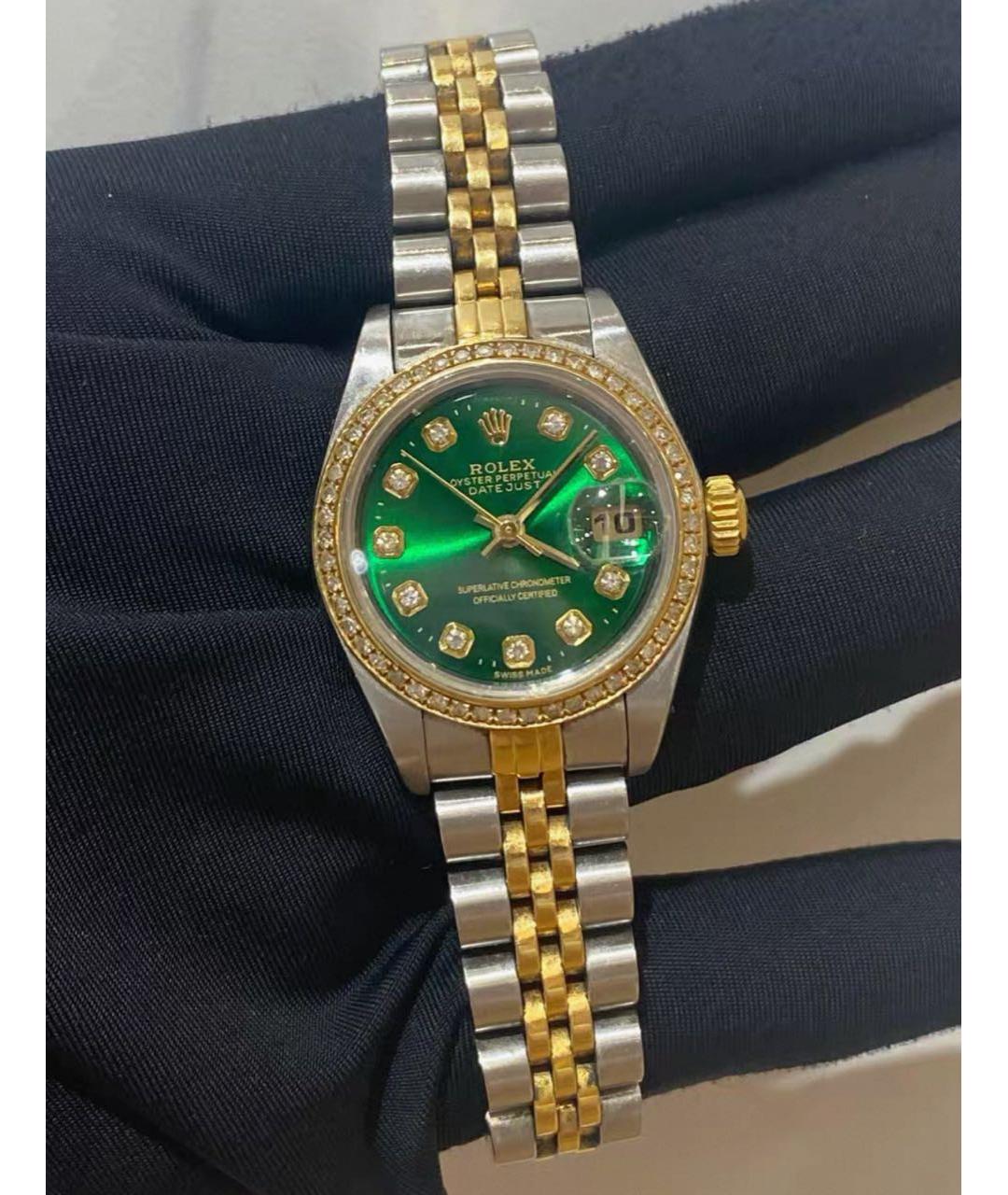 ROLEX Зеленые часы из желтого золота, фото 2