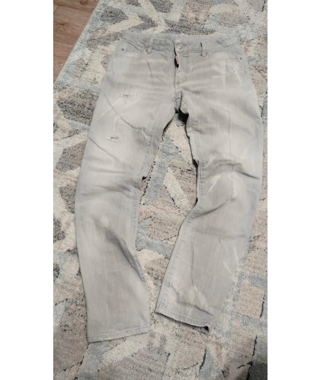 DSQUARED2 Белые хлопковые прямые джинсы, фото 5