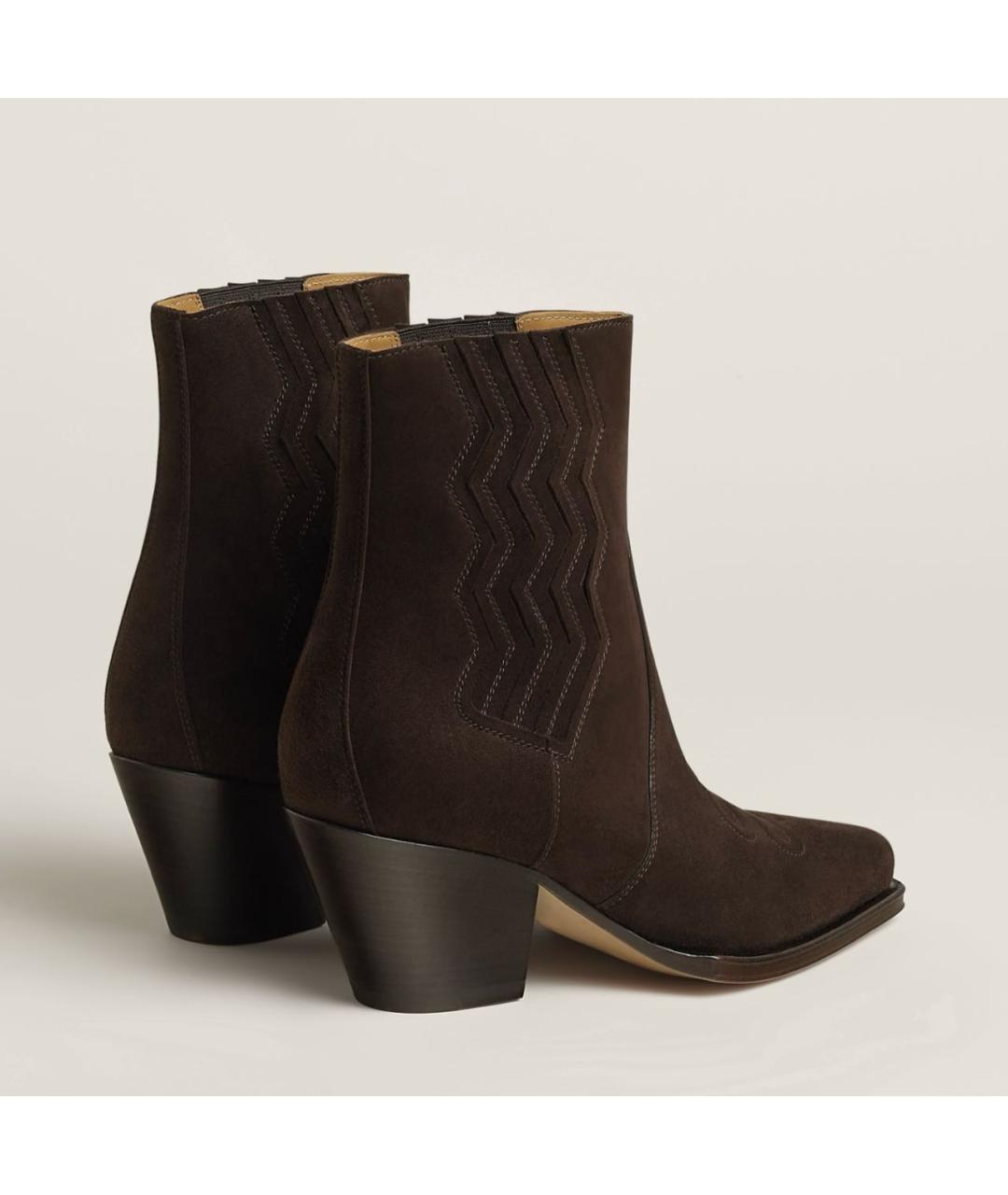 HERMES Коричневые замшевые полусапоги, фото 3