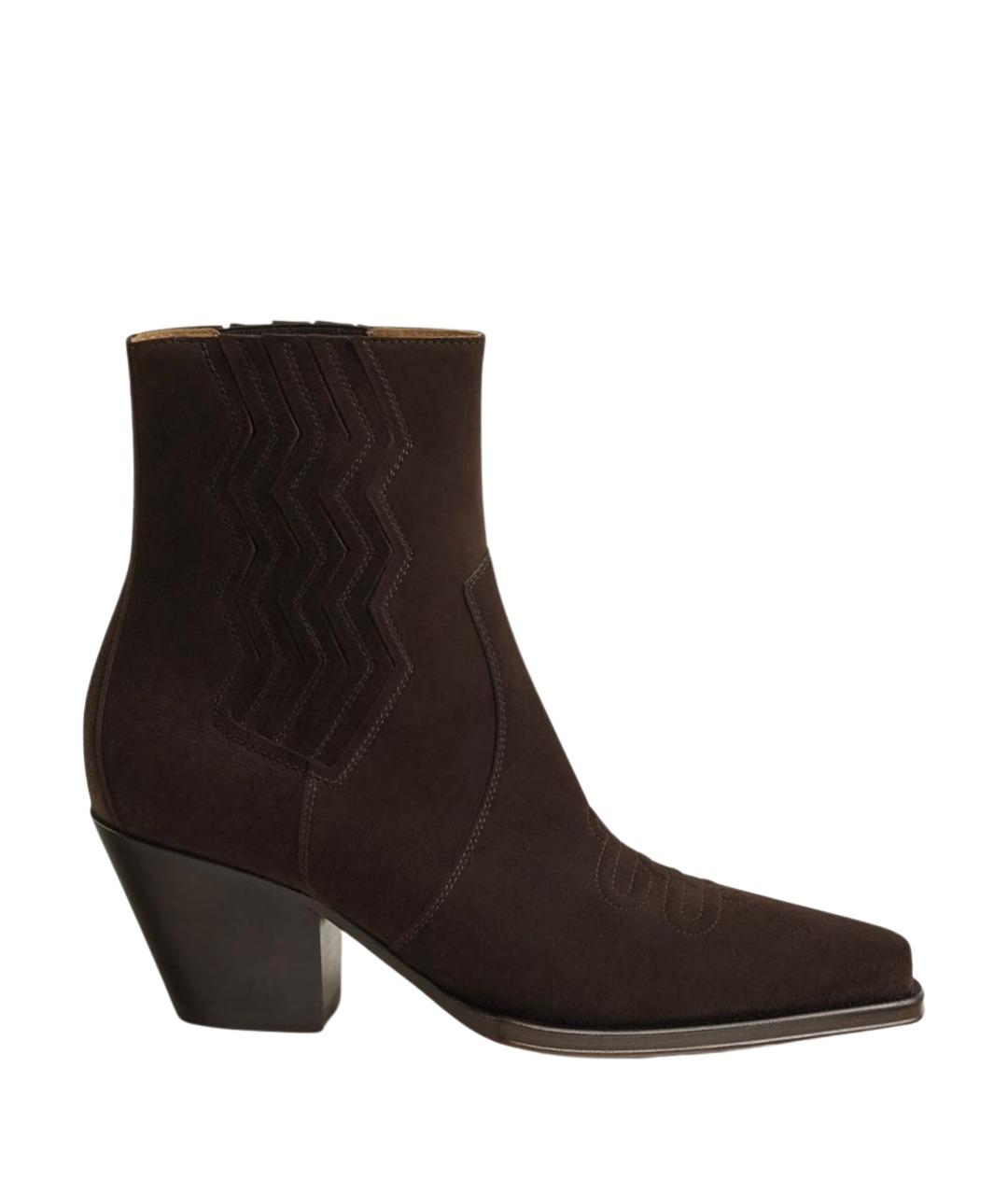 HERMES Коричневые замшевые полусапоги, фото 1