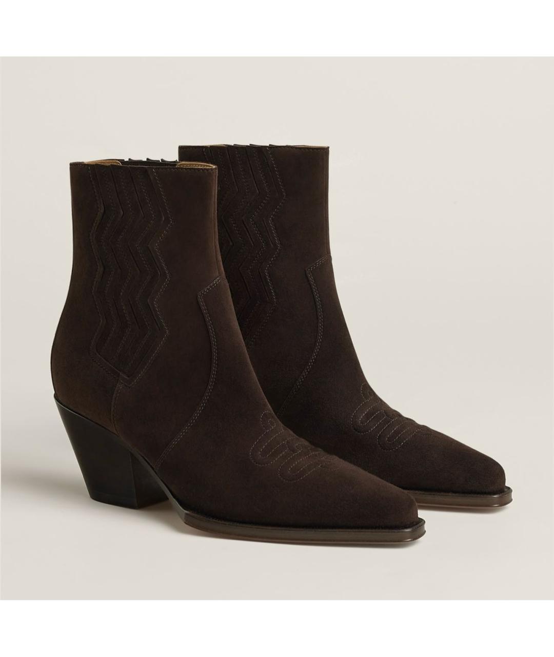 HERMES Коричневые замшевые полусапоги, фото 2