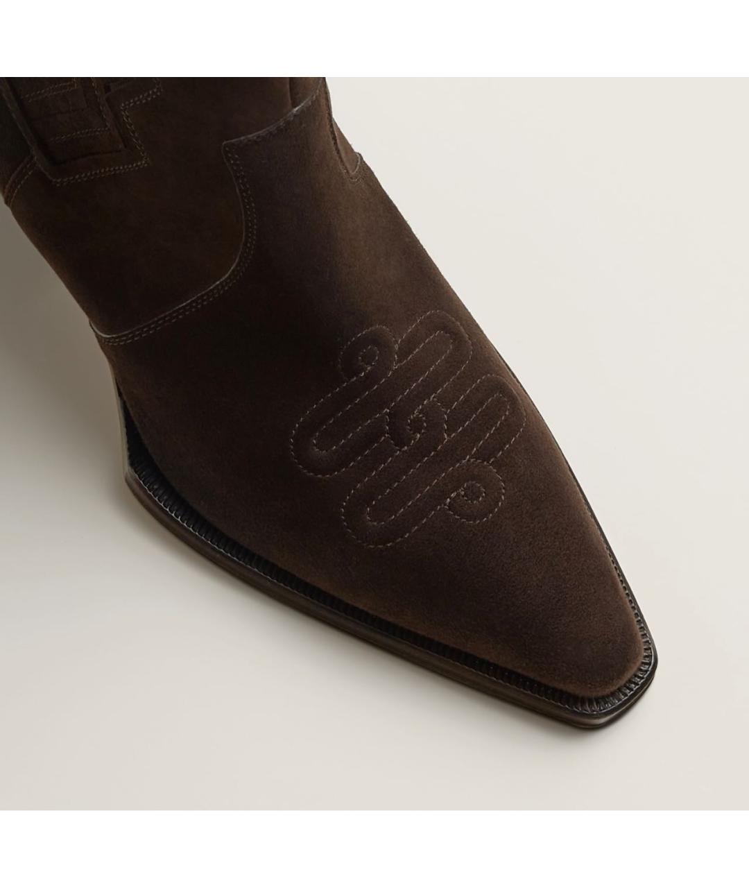 HERMES Коричневые замшевые полусапоги, фото 4