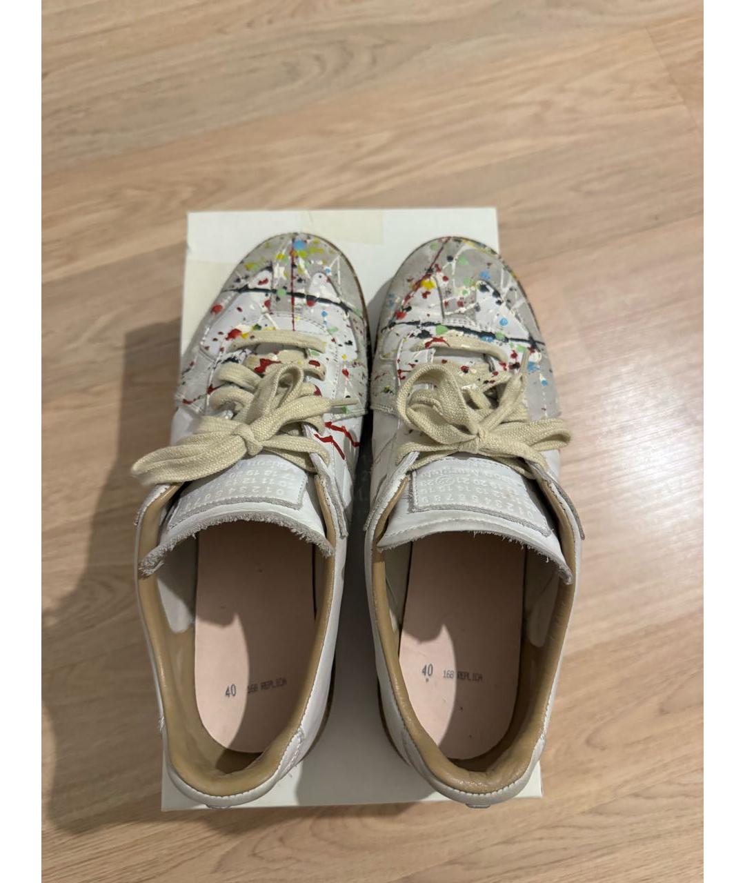 MAISON MARGIELA Белые нубуковые низкие кроссовки / кеды, фото 6