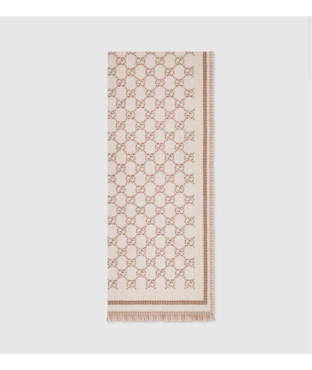 GUCCI Бежевый шерстяной шарф, фото 4