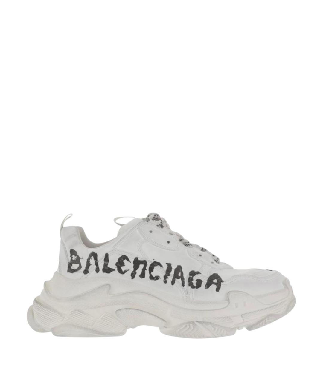 BALENCIAGA Белые кожаные низкие кроссовки / кеды, фото 1