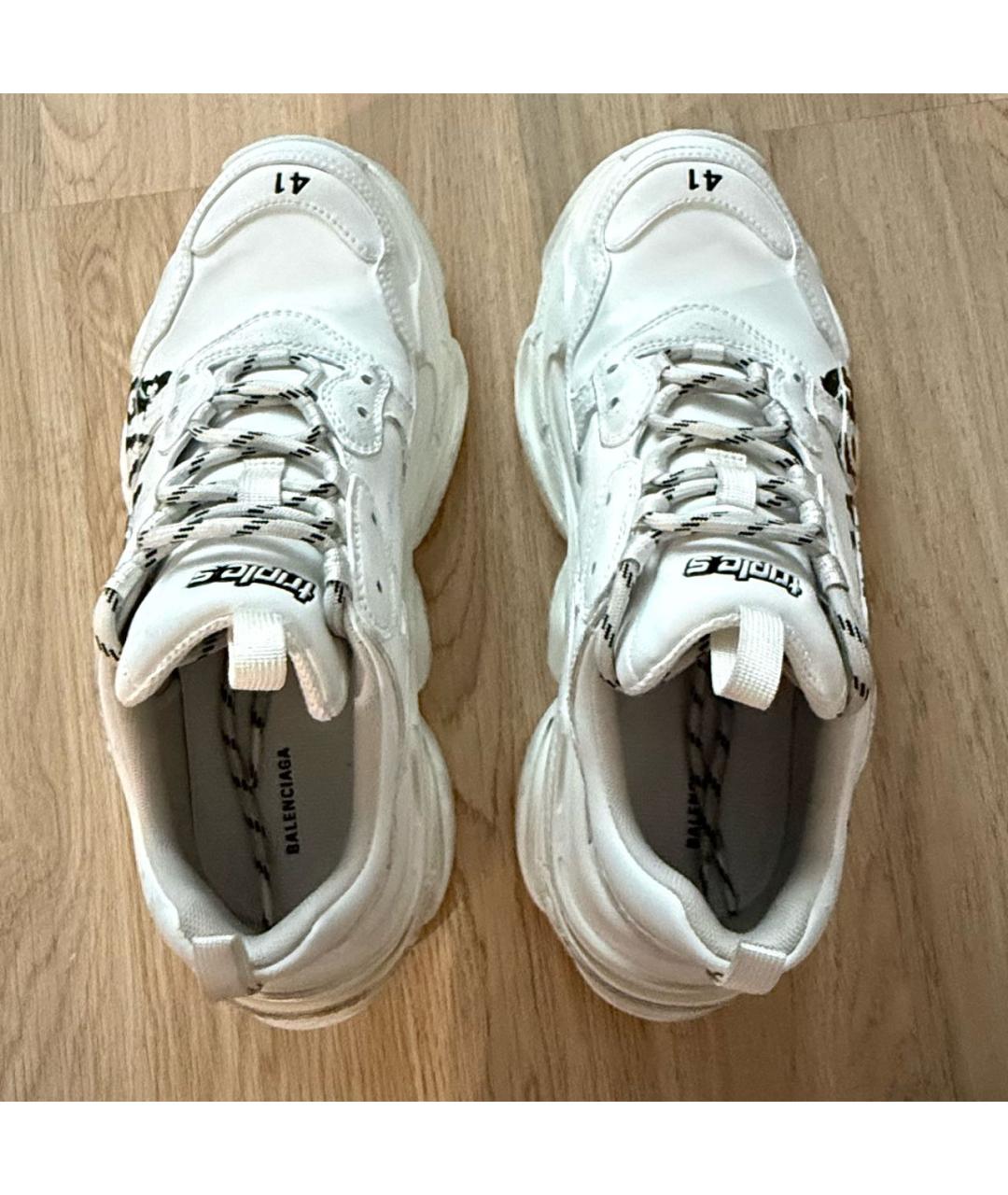 BALENCIAGA Белые кожаные низкие кроссовки / кеды, фото 3