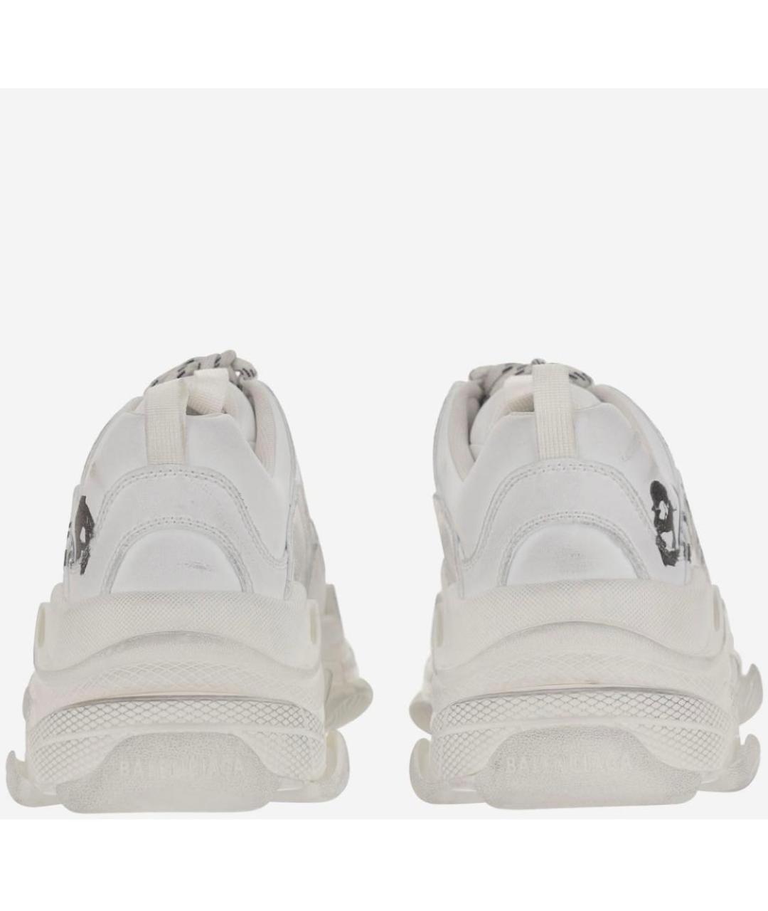 BALENCIAGA Белые кожаные низкие кроссовки / кеды, фото 4