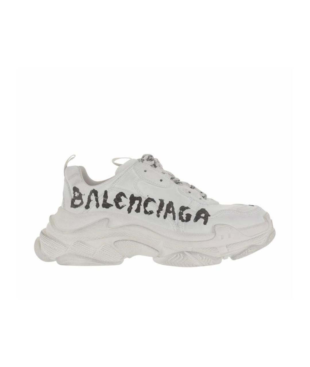BALENCIAGA Белые кожаные низкие кроссовки / кеды, фото 5