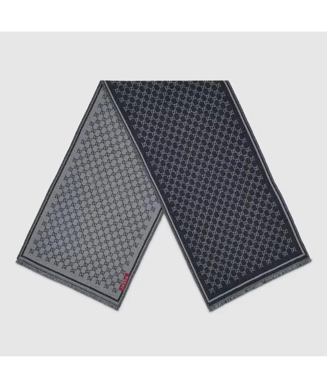GUCCI Темно-синий шерстяной шарф, фото 2