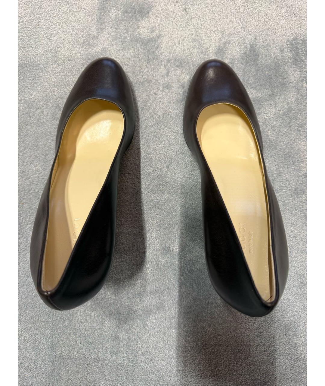 GUCCI Коричневые кожаные туфли, фото 3