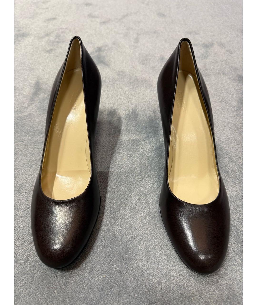 GUCCI Коричневые кожаные туфли, фото 2