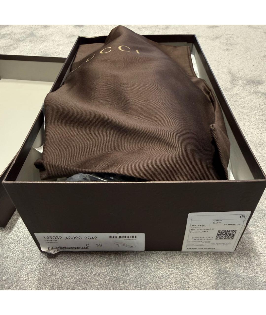 GUCCI Коричневые кожаные туфли, фото 4