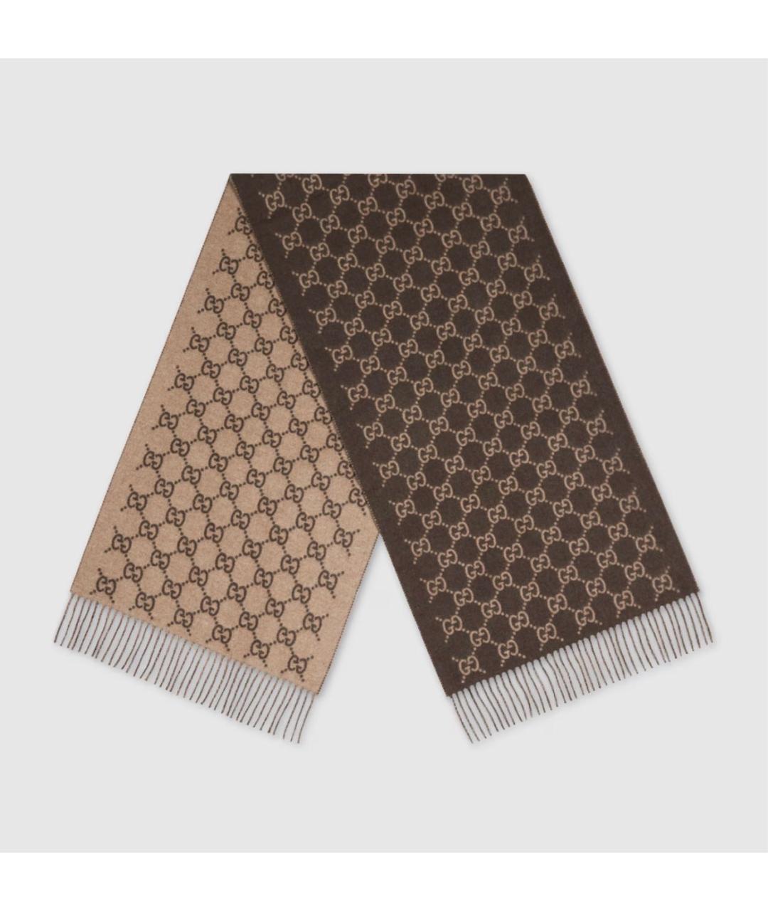 GUCCI Коричневый кашемировый шарф, фото 2