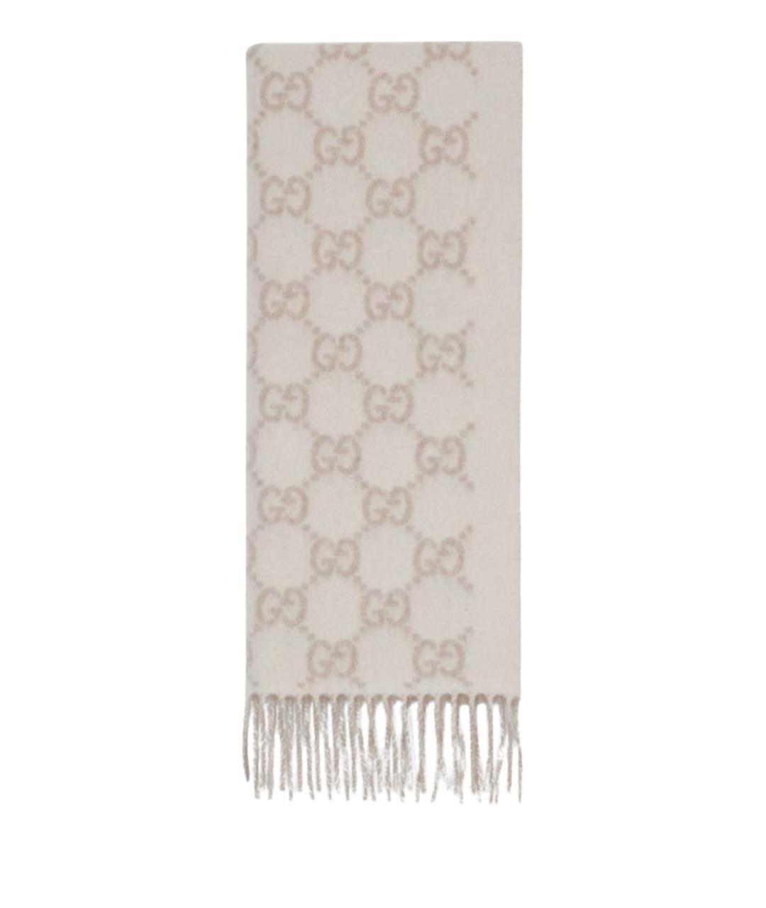 GUCCI Белый кашемировый шарф, фото 1