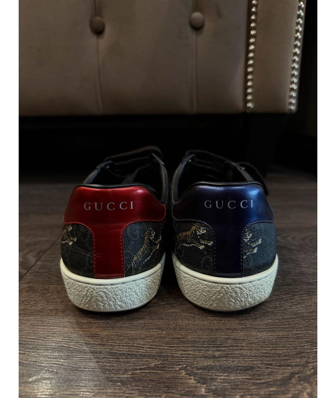 GUCCI Черные кожаные низкие кроссовки / кеды, фото 2