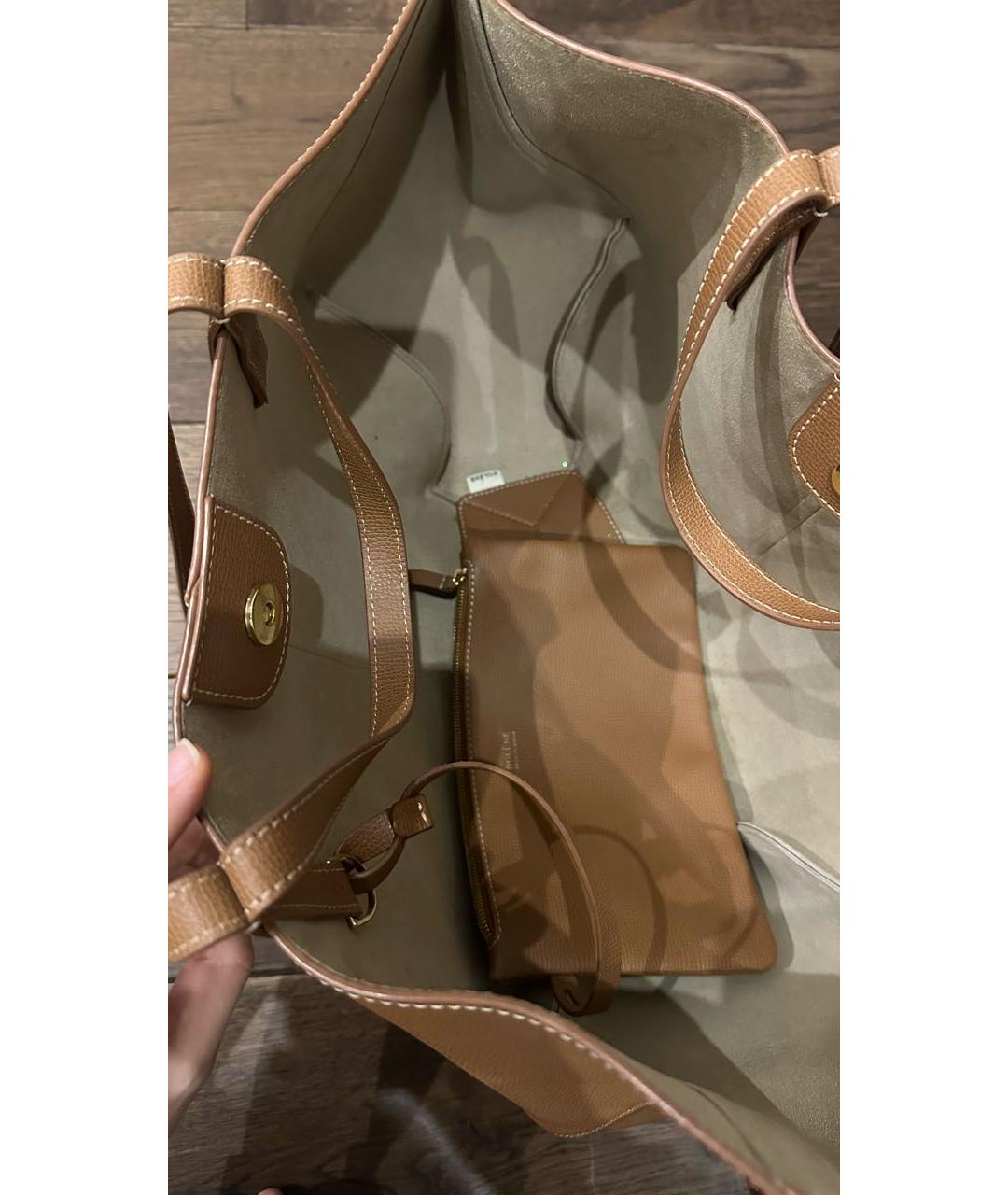 POLENE Оранжевая кожаная сумка тоут, фото 4