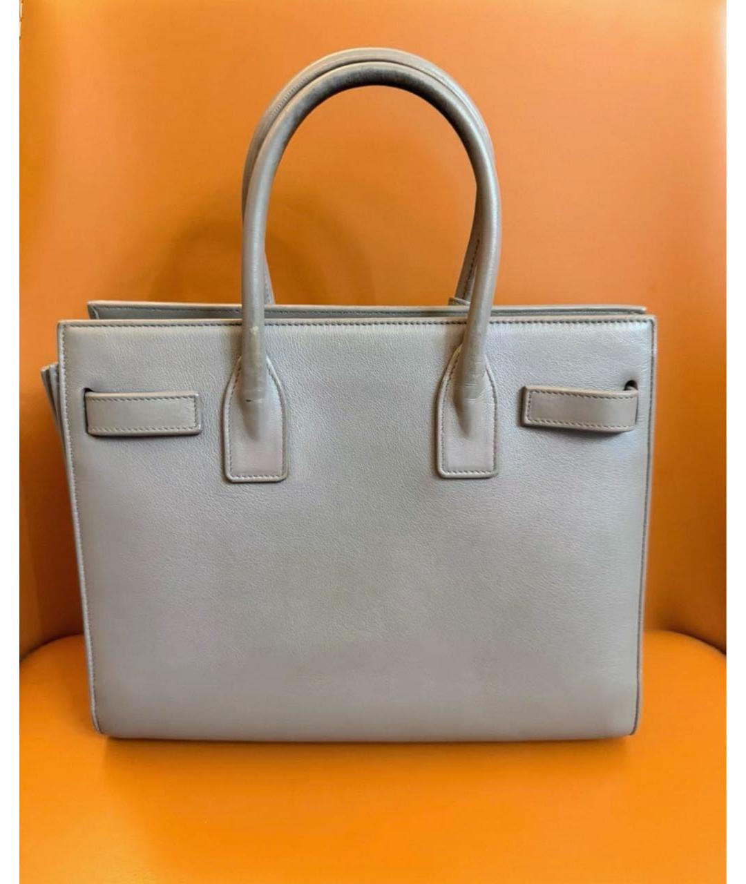 SAINT LAURENT Серая кожаная сумка через плечо, фото 4