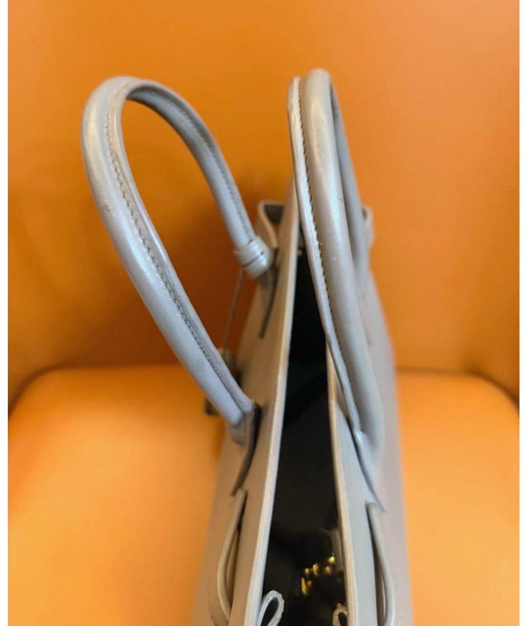 SAINT LAURENT Серая кожаная сумка через плечо, фото 3