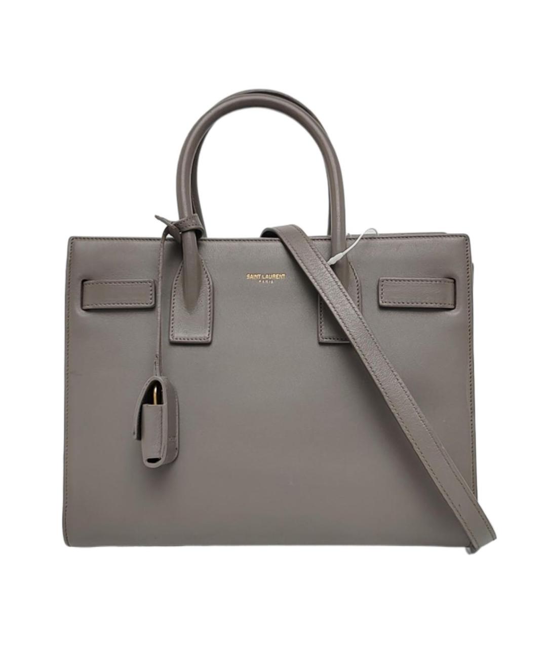 SAINT LAURENT Серая кожаная сумка через плечо, фото 6