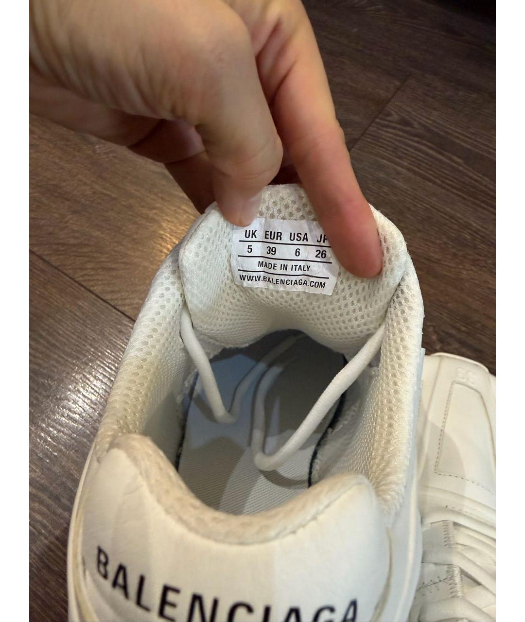 BALENCIAGA Белые кожаные низкие кроссовки / кеды, фото 5