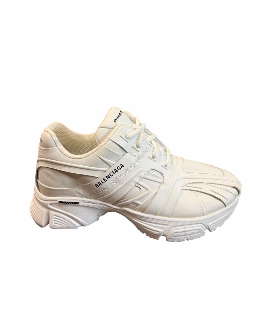 BALENCIAGA Белые кожаные низкие кроссовки / кеды, фото 1